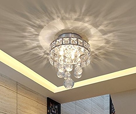 6. Mini Style 3-Light Chrome Finish Crystal Chandelier Pendant Light