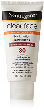 2. Neutrogena Clear Face Liquid Lotion Sunscreen SPF 30, 3 oz